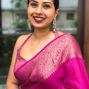 AXONIT Women's Premium Jacquard Silk Saree with Floral Brocade Border & Pallu Design with Unstitched Blouse Piece