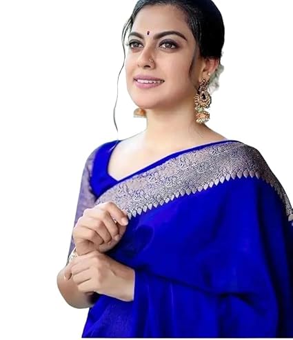 AXONIT Women's Premium Jacquard Silk Saree with Floral Brocade Border & Pallu Design with Unstitched Blouse Piece