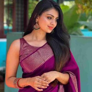 AXONIT Women's Premium Jacquard Silk Saree with Floral Brocade Border & Pallu Design with Unstitched Blouse Piece