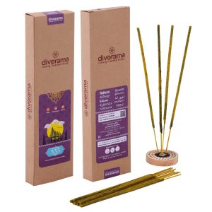DivoRama Premium 555 Flora Incense Masala Agarbatti - 100% Natural Indian Aroma - Long Lasting 555 Flora Agarbattis for Puja, Meditation, Happy Vibes - 45 Sticks