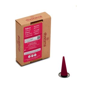 DivoRama Premium Rose Dhoop Cones/Gulab Dhup Cone - Long Lasting Romantic Scent for Home Fragrance/Meditation/Dhoop for Pooja n Happy Vibes with Free Burner Plate- Pack of 100Gm