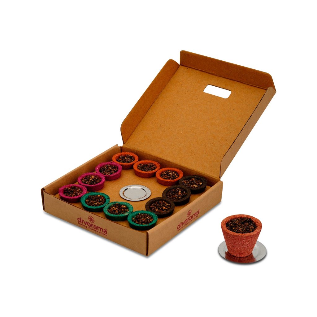DivoRama Premium 4in1 (Mogra|Rose|Chandan|Gugal) | Sambrani Havan/Dhoop Cups | Pooja & Festivals | Natural | 12 Cups