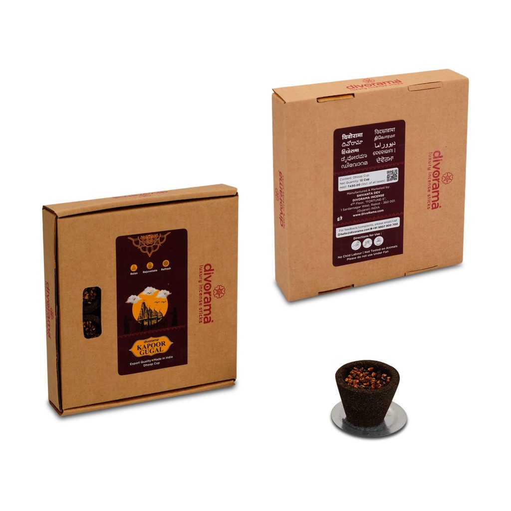 DivoRama Premium Kapoor & Gugal | Sambrani Havan/Dhoop Cups | Pooja, Festivals & all Occasions | Natural |12 Cups