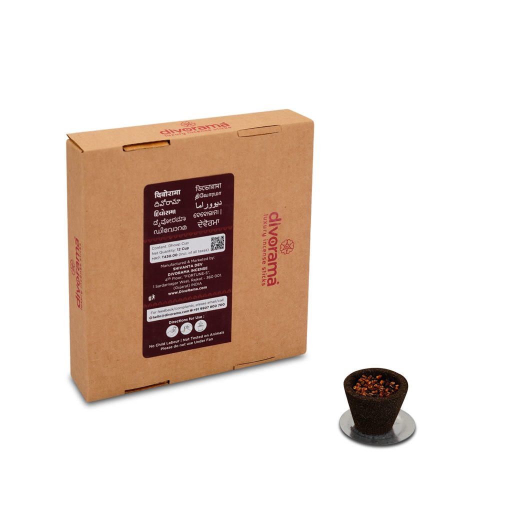 DivoRama Premium Kapoor & Gugal | Sambrani Havan/Dhoop Cups | Pooja, Festivals & all Occasions | Natural |12 Cups