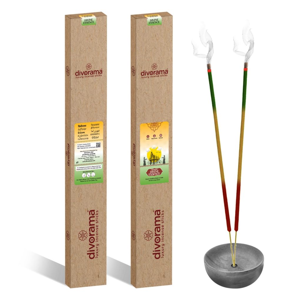 DivoRama Premium Divine Essence Incense Sticks - Deep Sweet Perfume & Belpatra Fragrance-19" long-lasting Aroma Agarbatti to fill every corner with a Spiritual Vibe this Festive Season - 8 Sticks/Pack