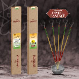 DivoRama Premium Divine Essence Incense Sticks - Deep Sweet Perfume & Belpatra Fragrance-19" long-lasting Aroma Agarbatti to fill every corner with a Spiritual Vibe this Festive Season - 8 Sticks/Pack