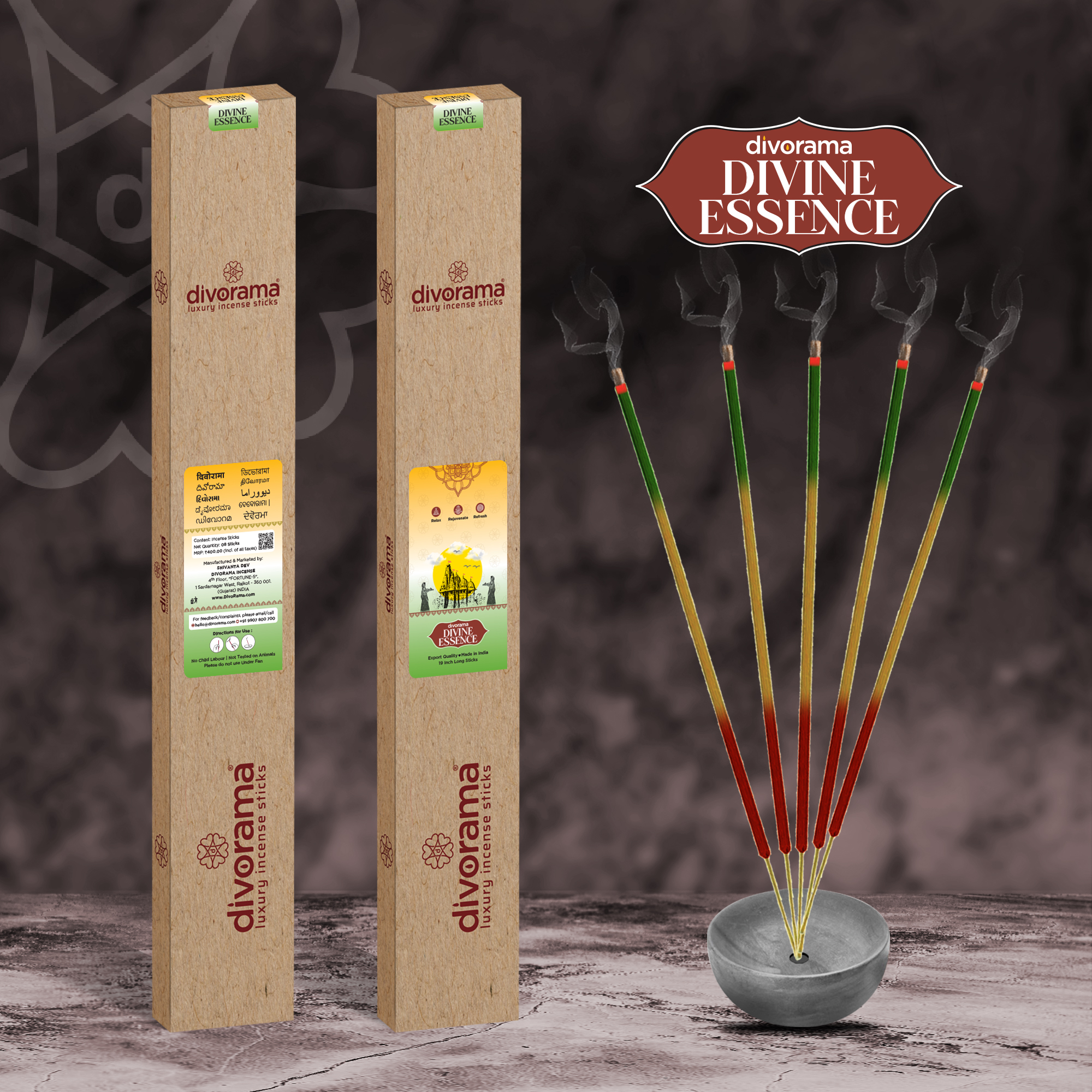 DivoRama Premium Divine Essence Incense Sticks - Deep Sweet Perfume & Belpatra Fragrance-19" long-lasting Aroma Agarbatti to fill every corner with a Spiritual Vibe this Festive Season - 8 Sticks/Pack