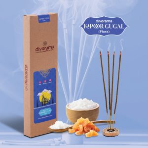 DivoRama Premium Kapoor & Gugal Flora Incense Masala Agarbatti - 100% Natural Indian Aroma - Long Lasting Kapoor & Gugal Agarbattis for Puja, Meditation, Happy Vibes - 45 Sticks