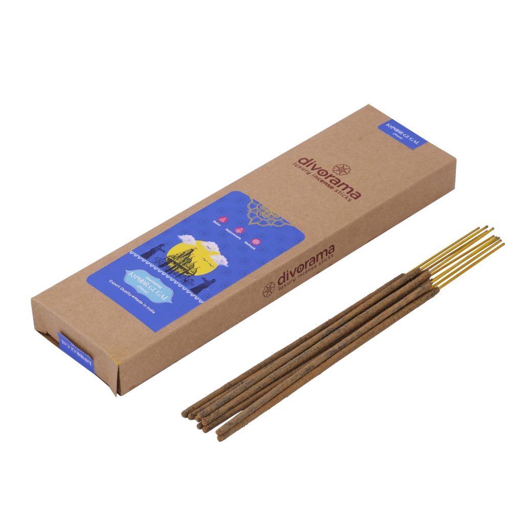DivoRama Premium Kapoor & Gugal Flora Incense Masala Agarbatti - 100% Natural Indian Aroma - Long Lasting Kapoor & Gugal Agarbattis for Puja, Meditation, Happy Vibes - 45 Sticks