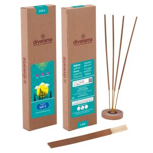 DivoRama Luxury Vetiver Incense Sticks Agarbatti - 100% Indian Natural Aroma - Long Lasting KhusKhus Agarbattis for Puja, Meditation, Happy Vibes - 60 Sticks