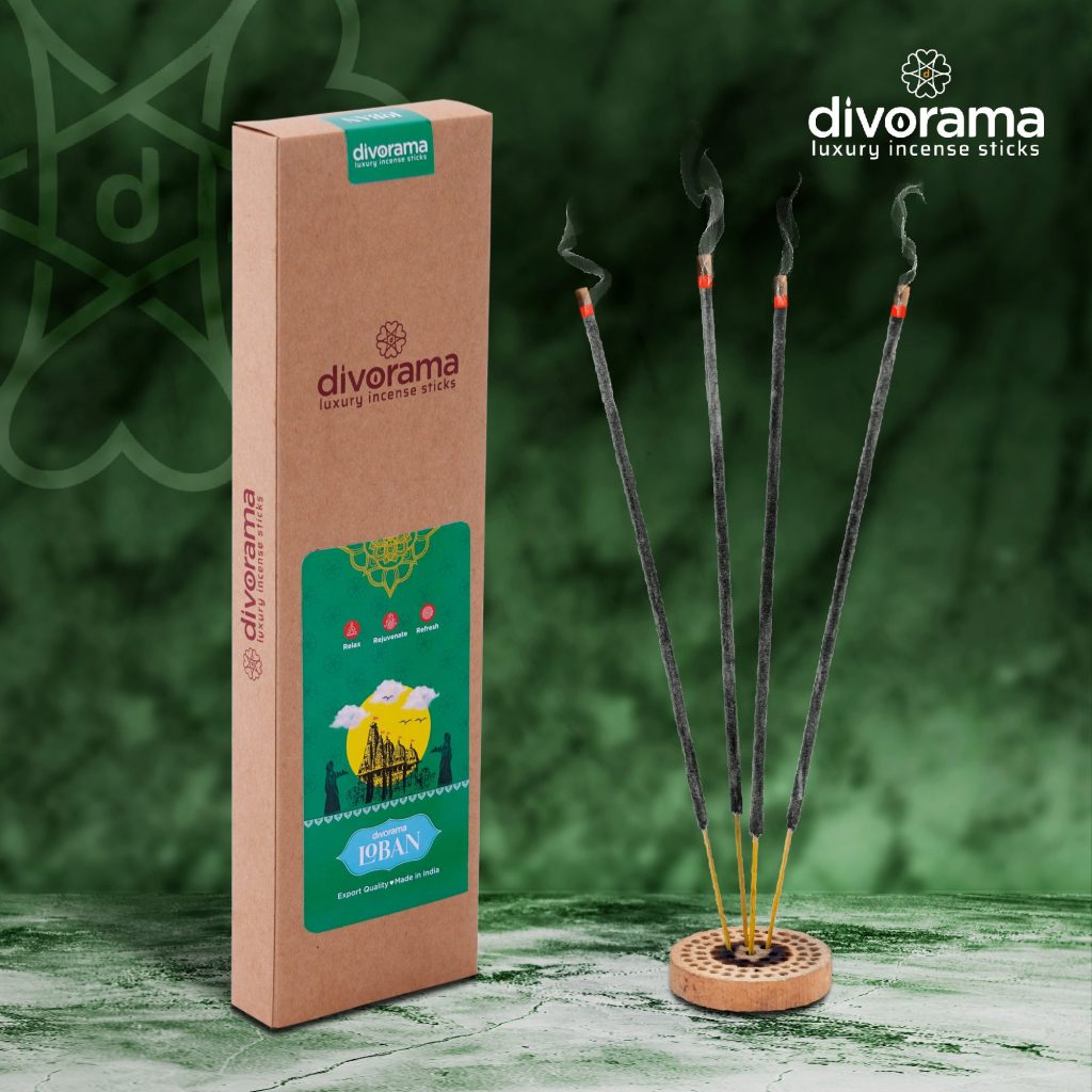 DivoRama Premium Loban Flora Incense Masala Agarbatti -100% Indian Natural Aroma - Long Lasting Loban Agarbattis for Puja, Meditation, Happy Vibes - 45 Sticks