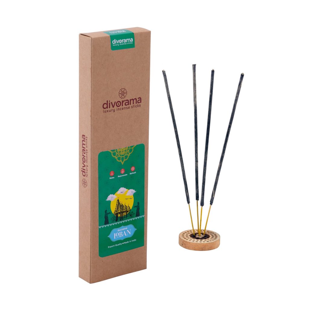 DivoRama Premium Loban Flora Incense Masala Agarbatti -100% Indian Natural Aroma - Long Lasting Loban Agarbattis for Puja, Meditation, Happy Vibes - 45 Sticks
