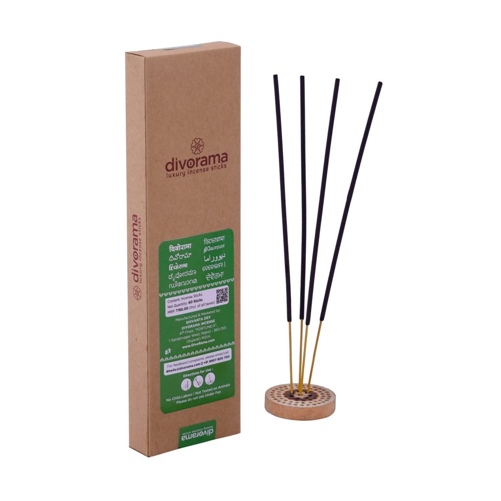 DivoRama Luxury Jasmine Incense Sticks Agarbatti - 100% Indian Natural Aroma - Long Lasting Mogra Agarbattis for Puja, Meditation, Happy Vibes - 60 Sticks