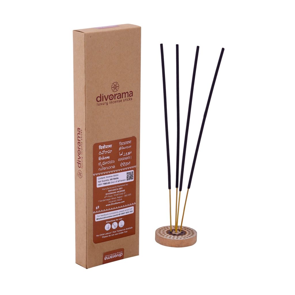 DivoRama Luxury Nagchampa Incense Sticks Agarbatti - 100% Indian Natural Aroma - Long Lasting Nagchampa Agarbattis for Puja, Meditation, Happy Vibes - 60 Sticks