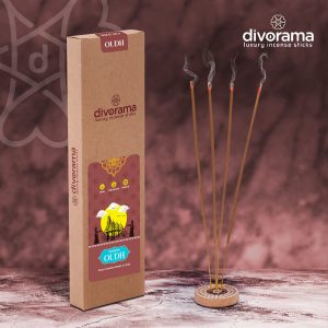 DivoRama Luxury Oudh Incense Sticks Agarbatti - 100% Indian Natural Aroma - Long Lasting Oudh Agarbattis for Puja, Meditation, Happy Vibes - 60 Sticks