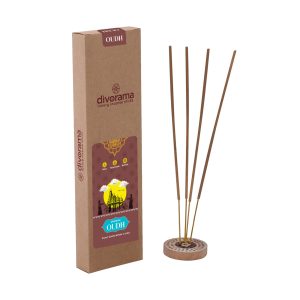 DivoRama Luxury Oudh Incense Sticks Agarbatti - 100% Indian Natural Aroma - Long Lasting Oudh Agarbattis for Puja, Meditation, Happy Vibes - 60 Sticks