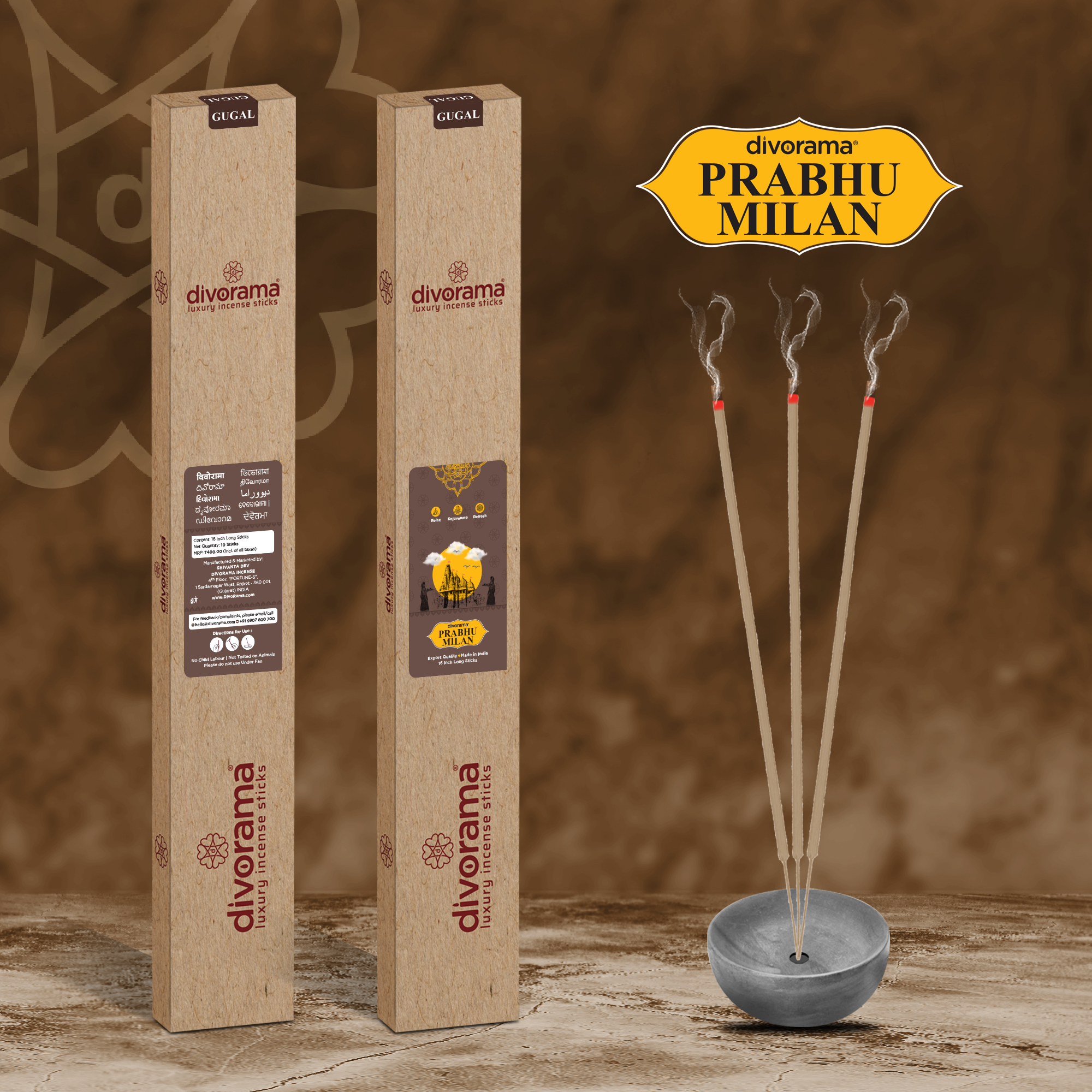 DivoRama Premium Prabhu Milan Incense Sticks - Sweet Floral Fragrance-16" long-lasting Aroma Agarbatti to fill every corner with a Spiritual Vibe this Festive Season - 10 Sticks/Pack