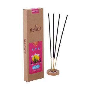 DivoRama Luxury Rose Incense Sticks Agarbatti - 100% Indian Natural Aroma - Long Lasting Gulab Agarbattis for Puja, Meditation, Happy Vibes - 60 Sticks