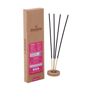 DivoRama Luxury Rose Incense Sticks Agarbatti - 100% Indian Natural Aroma - Long Lasting Gulab Agarbattis for Puja, Meditation, Happy Vibes - 60 Sticks