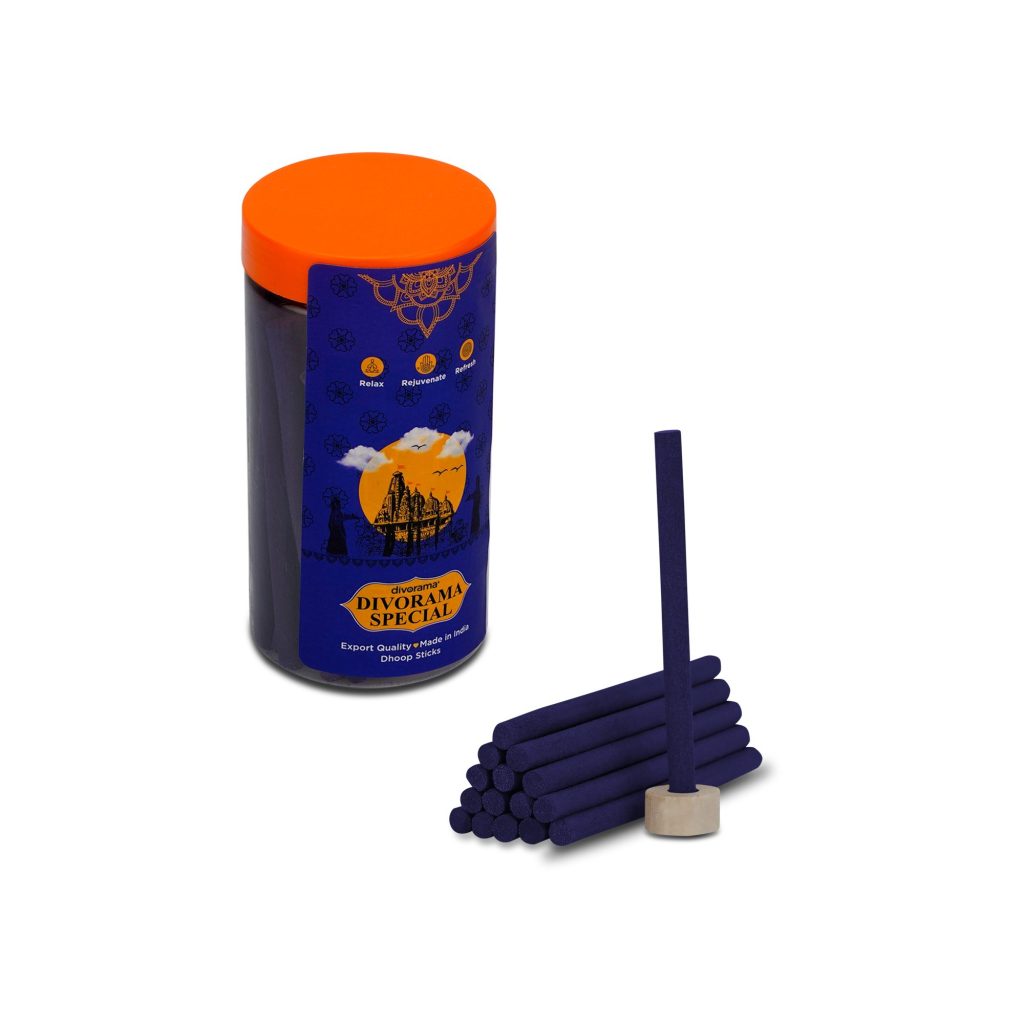 DivoRama Premium Special Dhoop Sticks/Floral Dhup Batti - Long Lasting Perfume for Home Fragrance/Meditation/Dhoop for Pooja with Free Dhoop Holder - Pack of 1 Jar x 100Gm
