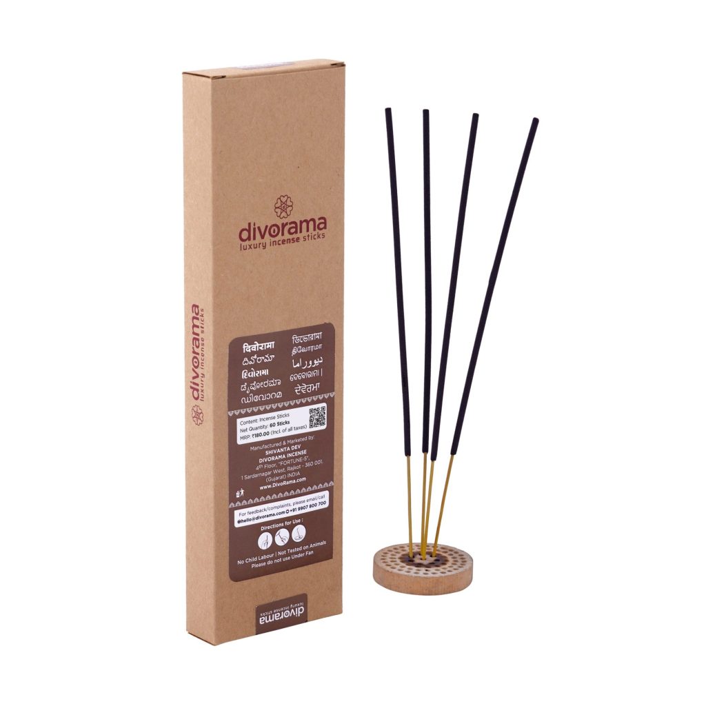 DivoRama Luxury Sandalwood Incense Sticks Agarbatti - 100% Indian Natural Aroma - Long Lasting Chandan/Sukhad Agarbattis for Puja, Meditation, Happy Vibes - 60 Sticks