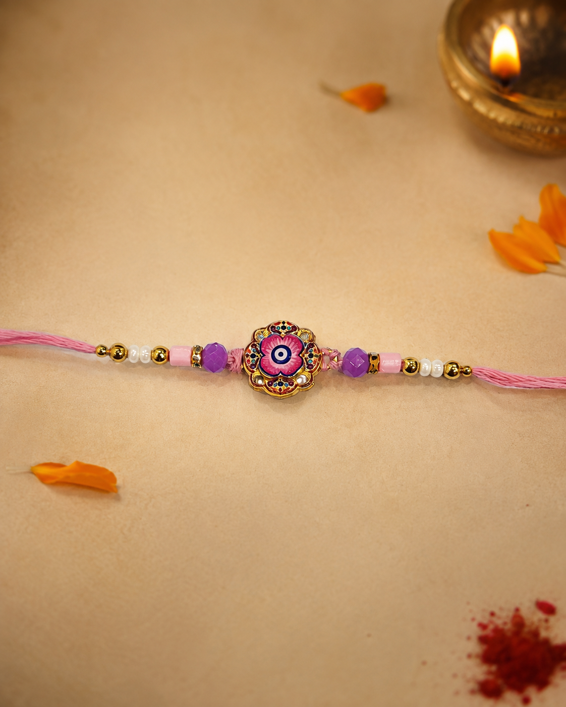 DivoRama Set of 2 Evil Eye Rakhi for Brother | Nazar Suraksha Floral Rakhi with Pearl Beads | Designer Rakhi for Bhaiya Bhai | Raksha Bandhan 2026 Thread Rakhi Combo