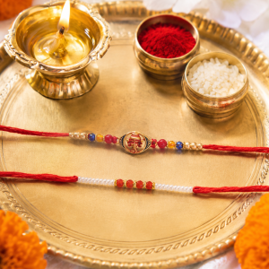 DivoRama Set of 2 Ganesha Rakhi for Brother | Auspicious Ganpati Spiritual Rakhi with Pearl Thread Rakhi | Designer Rakhi for Bhaiya Bhai | Raksha Bandhan 2026 Thread Rakhi