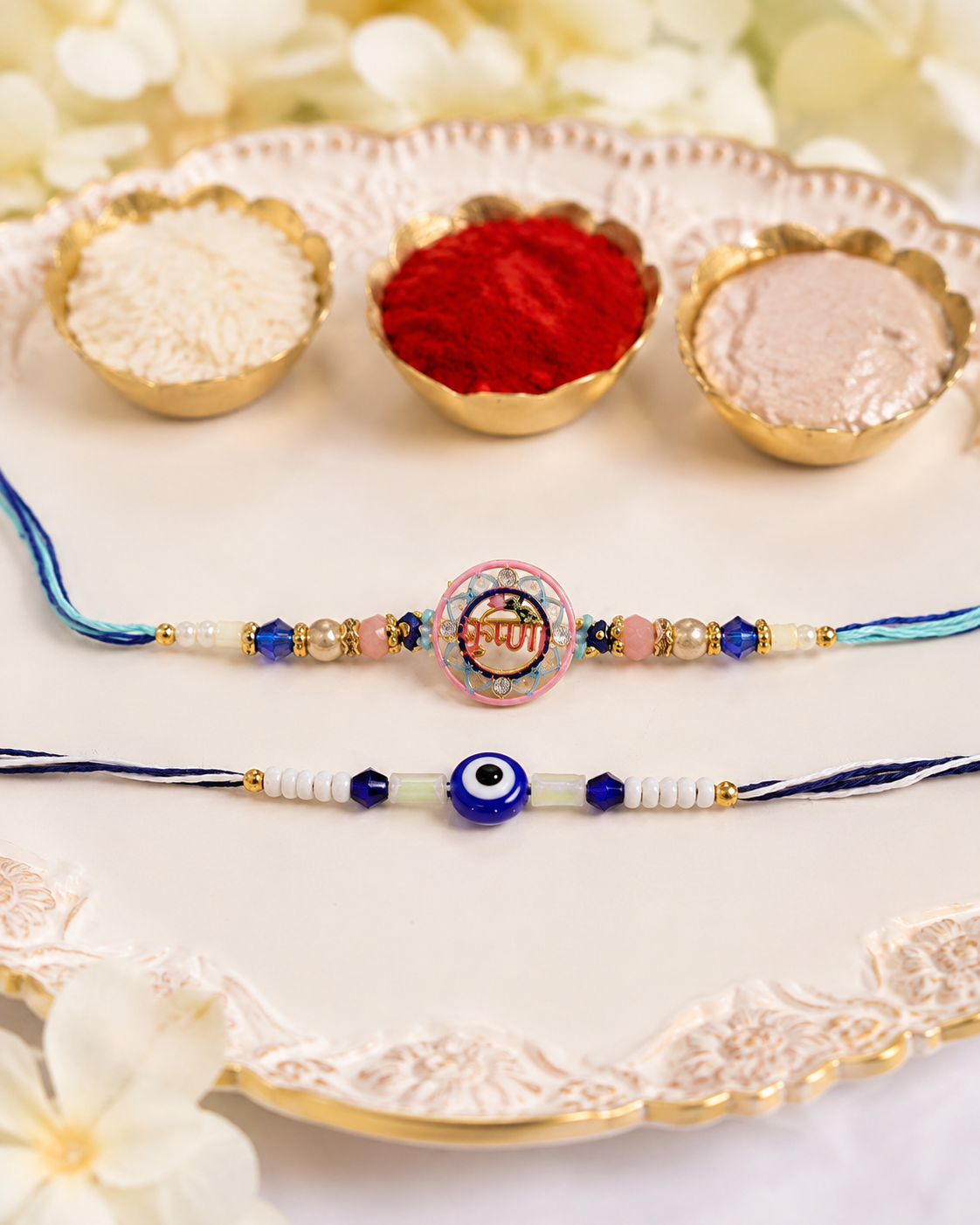 DivoRama Set of 2 Om Rakhi for Brother | Meenakari Om & Evil Eye Nazar Rakhi with Crystal Beads | Spiritual Designer Rakhi for Bhaiya Bhai | Raksha Bandhan 2026 Thread Rakhi