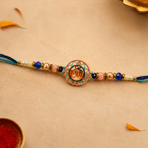 DivoRama Set of 2 Om Rakhi for Brother | Meenakari Om & Evil Eye Nazar Rakhi with Crystal Beads | Spiritual Designer Rakhi for Bhaiya Bhai | Raksha Bandhan 2026 Thread Rakhi