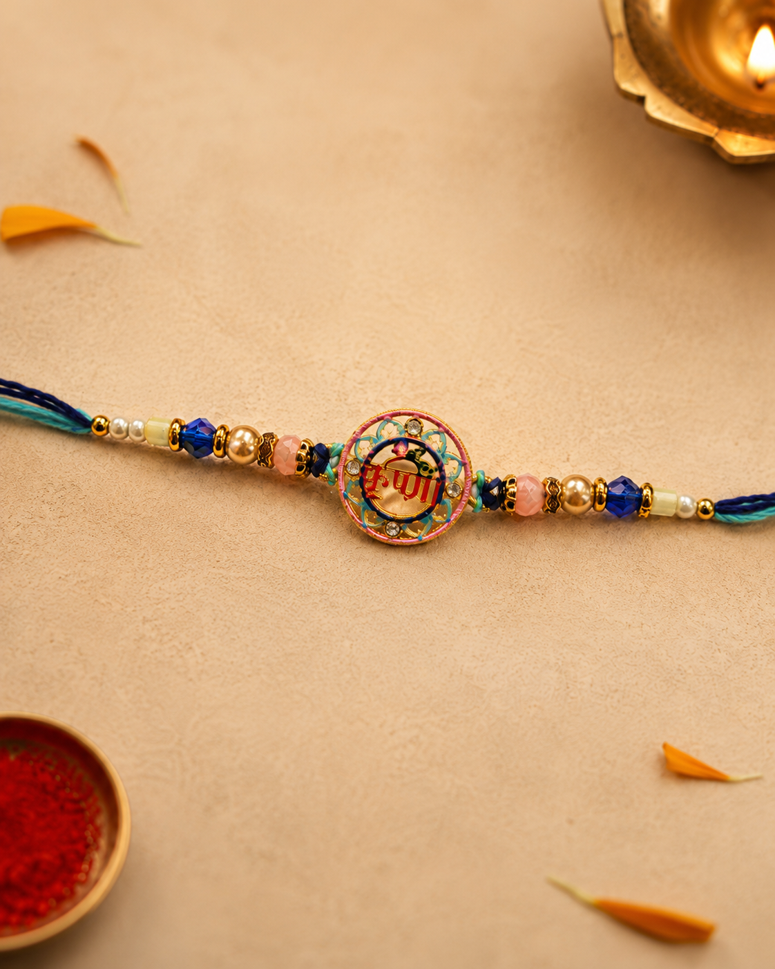 DivoRama Set of 2 Om Rakhi for Brother | Meenakari Om & Evil Eye Nazar Rakhi with Crystal Beads | Spiritual Designer Rakhi for Bhaiya Bhai | Raksha Bandhan 2026 Thread Rakhi
