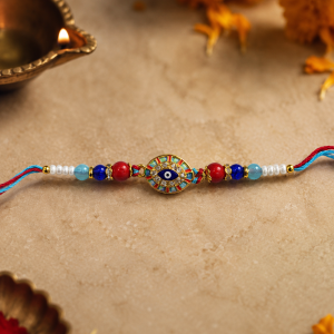 DivoRama Set of 2 Evil Eye Rakhi for Brother | AD Stone Nazariya Rakhi with Crystal & Pearl Beads | Designer Nazar Suraksha Rakhi for Bhaiya Bhai | Raksha Bandhan 2026 Thread Rakhi