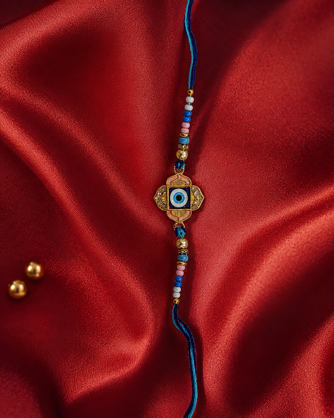 DivoRama Set of 2 Evil Eye Rakhi for Brother | Gold Clover Nazar Rakhi with AD Stones & Pastel Beads | Designer Nazariya Rakhi for Bhaiya Bhai | Raksha Bandhan 2026 Thread Rakhi