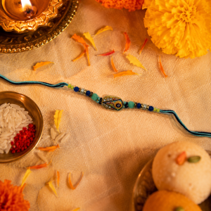 DivoRama Set of 2 Evil Eye Rakhi for Brother | Oxidised Antique Nazar Rakhi with Turquoise Beads | Designer Nazariya Rakhi for Bhaiya Bhai | Raksha Bandhan 2026 Thread Rakhi