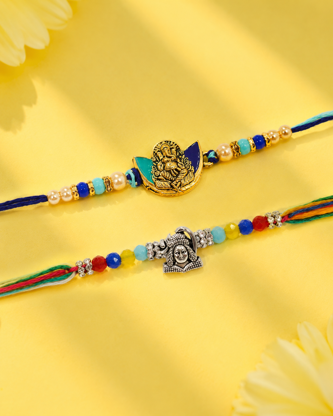 DivoRama Set of 2 Ganesha Rakhi for Brother | Blue Meenakari Ganpati & Oxidised Silver God Rakhi | Spiritual Designer Rakhi for Bhaiya Bhai | Raksha Bandhan 2026 Thread Rakhi