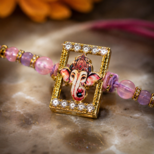 DivoRama Set of 2 Ganesha & Shiva Rakhi for Brother | AD Stone Ganpati & Oxidised Silver Mahadev Rakhi with Pink Beads | Premium Spiritual Rakhi for Bhaiya Bhai | Raksha Bandhan 2026