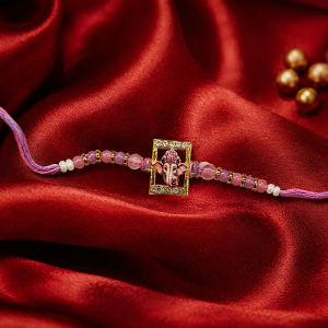 DivoRama Set of 2 Ganesha & Shiva Rakhi for Brother | AD Stone Ganpati & Oxidised Silver Mahadev Rakhi with Pink Beads | Premium Spiritual Rakhi for Bhaiya Bhai | Raksha Bandhan 2026