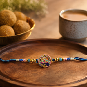 DivoRama Set of 2 Handmade Beaded Rakhi for Brother | Phool Bead-Art & Oxidised Silver God Rakhi | Designer Spiritual Rakhi for Bhaiya Bhai | Raksha Bandhan 2026 Thread Rakhi