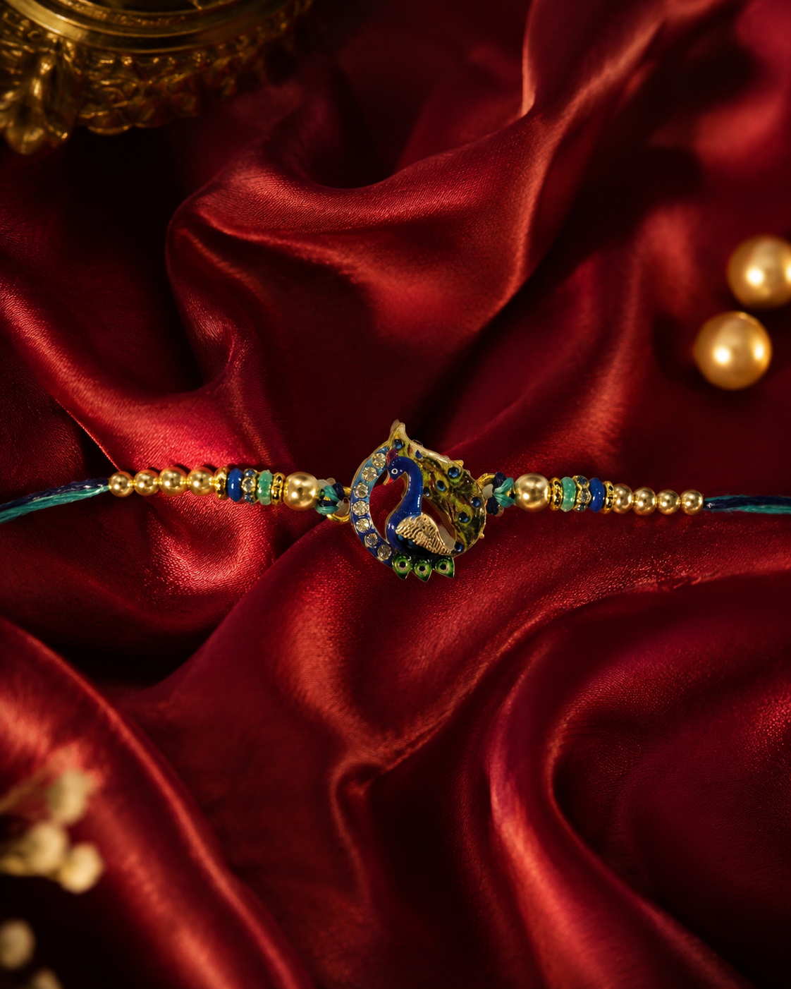 DivoRama Set of 2 Peacock Rakhi for Brother | Meenakari Mor Medallion & Sandalwood Bead Rakhi with AD Stones | Designer Rakhi for Bhaiya Bhai | Raksha Bandhan 2026 Thread Rakhi
