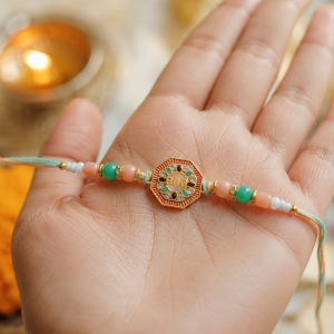 DivoRama Set of 2 Meenakari Rakhi for Brother | Octagon Enamel Medallion & Sandalwood Bead Rakhi with AD Stones | Traditional Designer Rakhi for Bhaiya Bhai | Raksha Bandhan 2026 Thread Rakhi