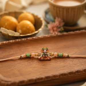 DivoRama Set of 2 Ganesha & Rudraksha Rakhi for Brother | Meenakari Ganpati & Rudraksha Bead Rakhi | Spiritual Designer Rakhi for Bhaiya Bhai | Raksha Bandhan 2026 Thread Rakhi