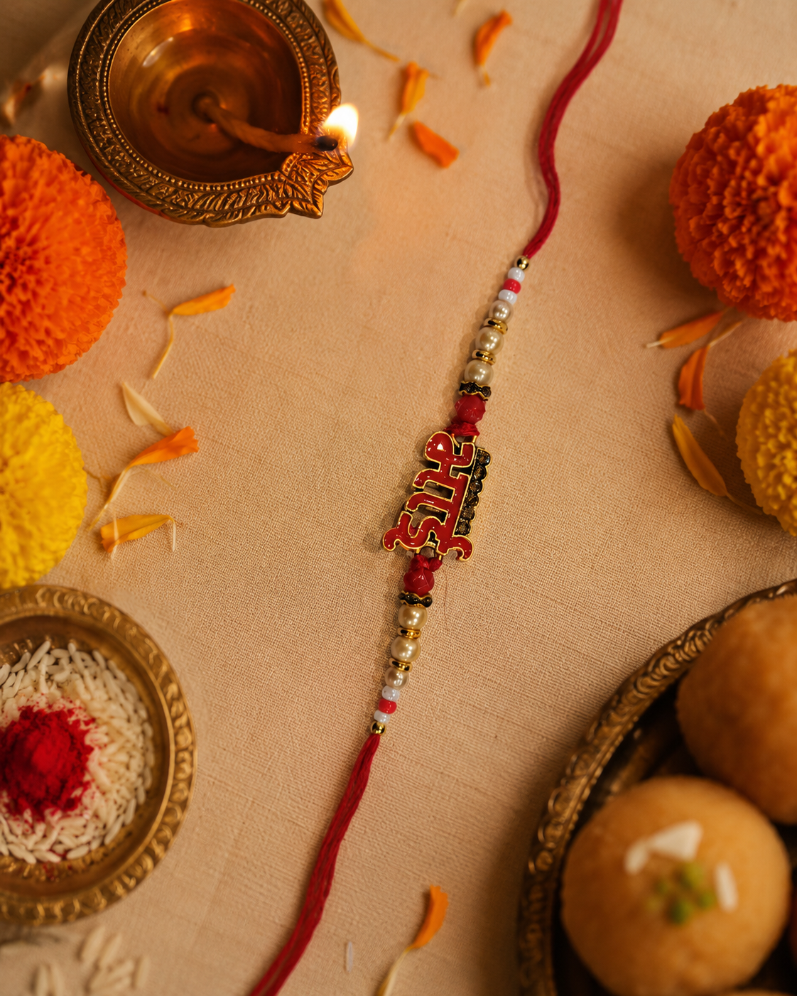 DivoRama Set of 2 Bhai Rakhi for Brother | Hindi Bhai Meenakari Name Rakhi & Rudraksha Bead Rakhi | Traditional Designer Rakhi for Bhaiya Bhai | Raksha Bandhan 2026 Thread Rakhi