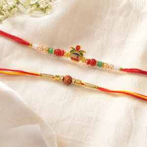 DivoRama Set of 2 Kalash & Rudraksha Rakhi for Brother | Auspicious Meenakari Kalash & Rudraksha Bead Rakhi | Traditional Spiritual Rakhi for Bhaiya Bhai | Raksha Bandhan 2026 Thread Rakhi