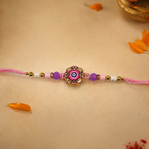 DivoRama Set of 3 Evil Eye Rakhi for Brother | Colourful Nazar Suraksha Flower Rakhi with Pearl Thread Rakhi | Designer Rakhi for Bhaiya Bhai | Raksha Bandhan 2026 Thread Rakhi Combo