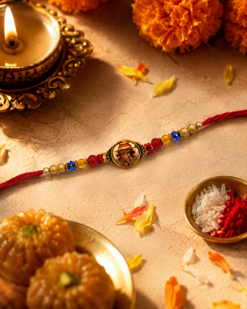 DivoRama Set of 3 Om Spiritual Rakhi for Brother | Om, Evil Eye & Deity Rakhi with Beads | Designer Spiritual Rakhi for Bhaiya Bhai | Raksha Bandhan 2026 Thread Rakhi Combo