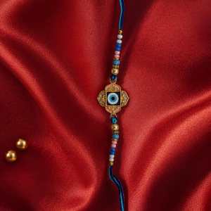 DivoRama Set of 3 Evil Eye Rakhi for Brother | Nazar Suraksha Rakhi with AD Stones & Silver Flower | Designer Nazariya Rakhi for Bhaiya Bhai | Raksha Bandhan 2026 Thread Rakhi