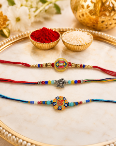 DivoRama Set of 3 Rakhis for Brother | Shiva (Mahadev), Om & Nazar Rakhi | Designer Spiritual Rakhi for Bhaiya Bhai | Raksha Bandhan 2026 Thread Rakhi Combo