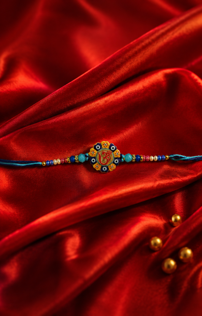 DivoRama Set of 3 Om & Evil Eye Rakhi for Brother | Beaded, Meditating Buddha & Om Nazar Rakhi | Designer Spiritual Rakhi for Bhaiya Bhai | Raksha Bandhan 2026 Thread Rakhi Combo