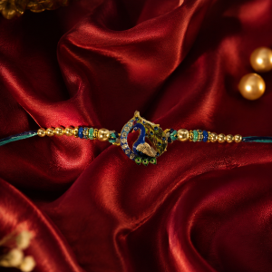 DivoRama Set of 3 Peacock Rakhi for Brother | Meenakari Mor Designer Rakhi with Rudraksha Accent | Fancy Rakhi for Bhaiya Bhai | Raksha Bandhan 2026 Thread Rakhi Combo