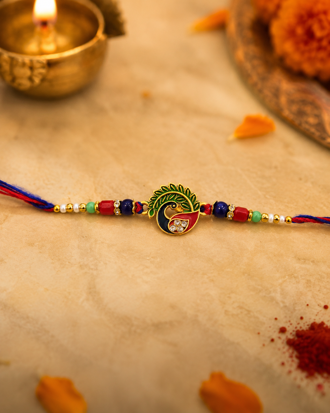 DivoRama Set of 3 Peacock Rakhi for Brother | Mor, Nazar Evil Eye & Peacock Feather Rakhi | Designer Rakhi for Bhaiya Bhai | Raksha Bandhan 2026 Thread Rakhi Combo