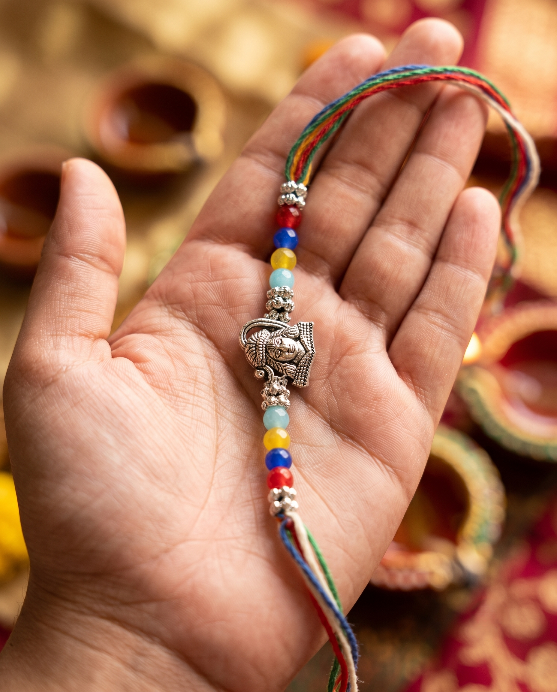 DivoRama Set of 2 Shiva Rakhi for Brother | Oxidised Silver Mahadev Rakhi with Colourful Beads | Spiritual Designer Rakhi for Bhaiya Bhai | Raksha Bandhan 2026 Thread Rakhi Combo